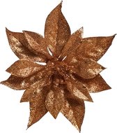 Cosy & Trendy Kerstboomversiering bloem op clip koperen kerstster 18 cm