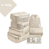 Goodston - Packing cubes - 8 delig - Beige - verschillende maten tassen - cadeau - packing cubes set - packing cubes backpack - compression cube - packing cubes compression