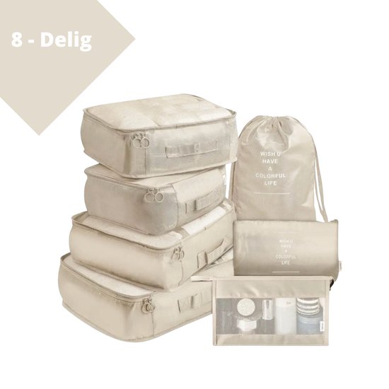 Goodston - Cubes d'emballage - 8 pièces - Beige - différentes tailles de sacs
