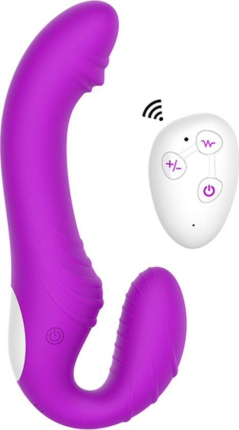 Playbird® - Strapless Strap-on Vibrator - Afstandsbediening - Voorbind Dildo - Seksspeeltje voor Koppels - Pegging - Paars