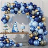 Arche de ballons 72 pièces - set de ballons baby shower - ballons fête de maternité - ballons anniversaire - arche avec ballons fête d'enfant - ballons bleu or métallisé - ballons de fête mariage