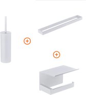 Ensemble d'accessoires de Toilettes Blanc mat exclusivement avec support