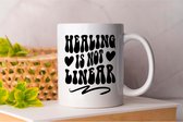 Mok Healing Is Not Linear - PositiveVibes - Gift - Cadeau - GoodVibesOnly - StayPositive - ChooseHappiness - GoedeVibes - BlijfPositief - KiesVoorGeluk - WeesLief