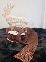 2x Decoratie Cadeaulint - Bruin - Glitter - 30 mm x 2 m - Organzalint - Ribbon - Striklint Linten - Brown - Kerst - Hobby - Feest