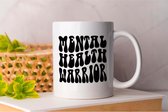 Mok Mental Health Warrior - PositiveVibes - Gift - Cadeau - GoodVibesOnly - StayPositive - ChooseHappiness - GoedeVibes - BlijfPositief - KiesVoorGeluk - WeesLief