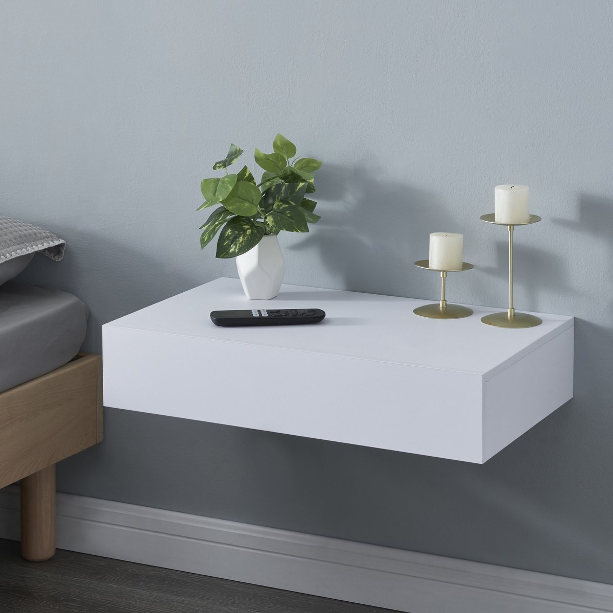 Wandplank Kärsämäki met lade 60x35x12 cm wit