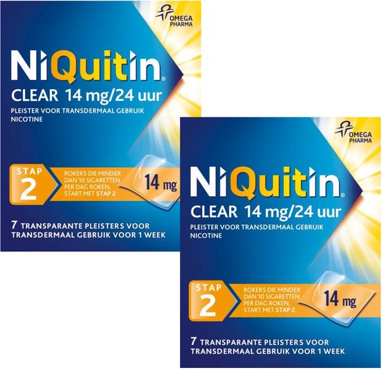 Niquitin Clear Nicotinepleisters 14mg Stap 2 - 2 x 7 stuks