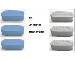6x Crepe guirlande brandveilig licht blauw en wit 24 meter - BRANDVEILIG - verjaardag vlaglijn festival thema feest carnaval optocht
