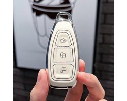 Wit Keyless Afstandsbediening Slimme Sleutelhoes Cover Sleutel Hanger Geschikt Voor Ford Fiesta Focus C-Max S-Max Galaxy Mondeo Ranger Transit tourneo