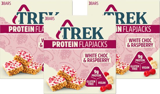 TREK proteïne havermoutrepen White Choc & Raspberry (3x50g) - 3 stuks ...