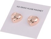 Fako Bijoux® - 2x Magnetische Broche Hart - Hoofddoek Magneet - Sjaal - Hijab Accessoires - Abaya - 14mm - Set 2 Stuks - Shiny Rosé Goud