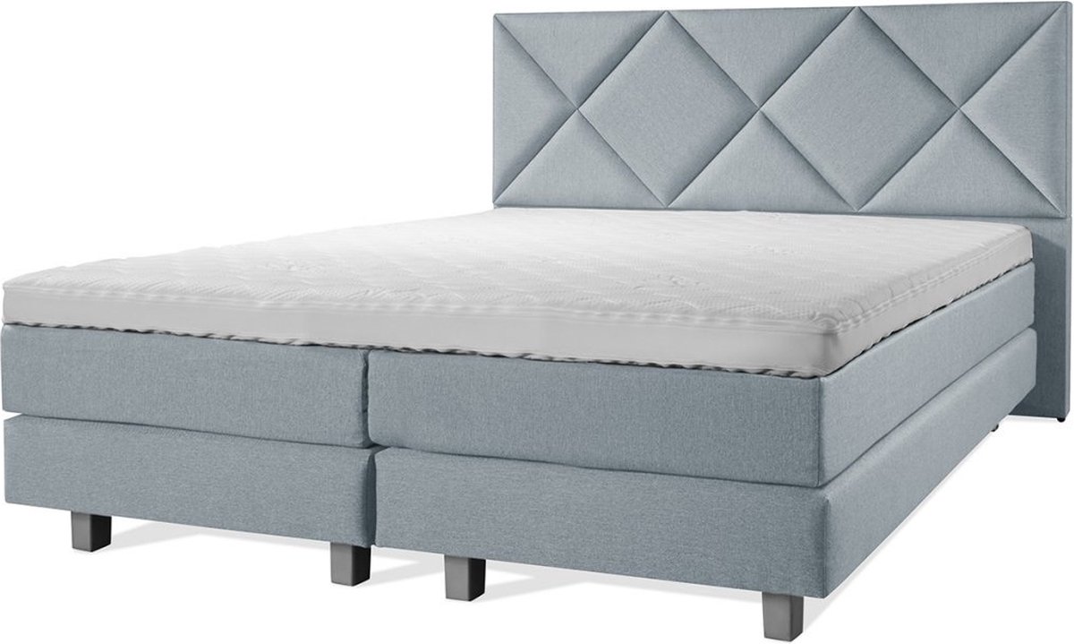 Boxspring Luxe 140x200 Ruiten Ijsblauw