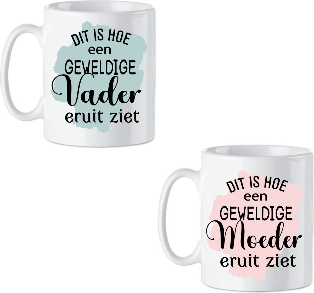 Set 2 x Koffie beker - thee mok dit is hoe een geweldige vader / moeder eruit ziet