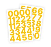 Cijfer stickers / Plaknummers - Stickervellen Set - Geel - 5cm hoog - Geschikt voor binnen en buiten - Standaard lettertype - Glans