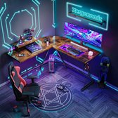 Xergonomic Game Bureau – Gaming Hoekbureau – Computertafel – Gaming Desk - Game tafel – 130cm x 130cm x 96.5 cm – Zwart/Hout