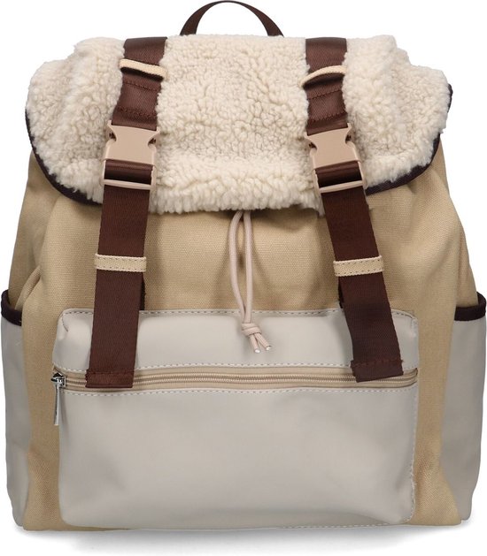 Sacha - Beige rugzak met teddy details