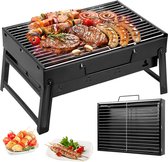 Barbecue fumoir pliable Uten - Barbecue de table - Barbecue à charbon de bois - Barbecue de camping - BBQ - Surface de cuisson (L x l) 43,3 x 29,5 cm - Zwart
