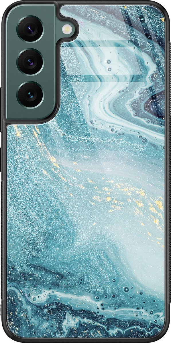 Leuke Telefoonhoesjes - Hoesje geschikt voor Samsung Galaxy S22 - Marmer blauw - Hard case - Marmer - Blauw