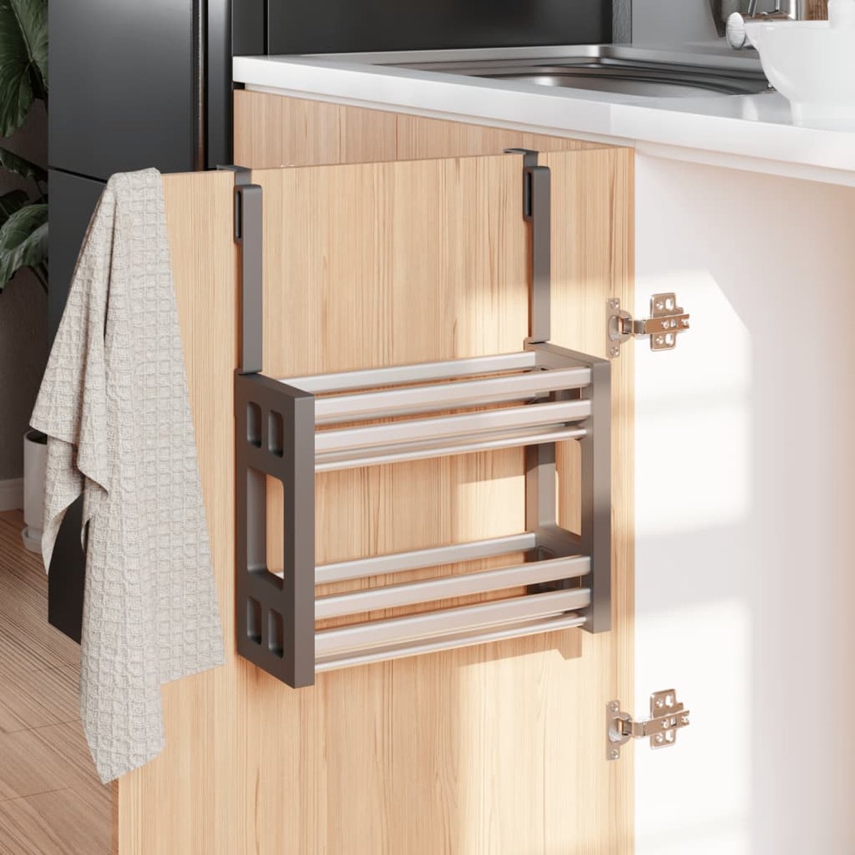 vidaXL - Rek - voor - onder - de - gootsteen - 34x12x26 - cm - aluminium