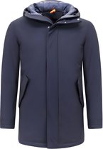 Parka De Luxe Demi-Longueur Homme Avec Capuche - Blauw
