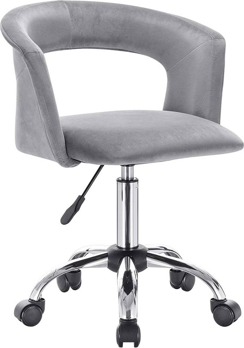 Bureaustoel deluxe op wielen - Velvet - Voor volwassenen - Lichtgrijs - Ergonomische bureaustoel - In hoogte verstelbaar