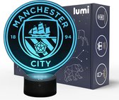 Lumi 3D Nachtlamp - 16 kleuren - Manchester City - Voetbal - LED Illusie - Bureaulamp - Sfeerlamp - Dimbaar - USB of Batterijen - Afstandsbediening - Cadeau