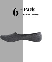 Sneakersokken - Onzichtbare footies - Bamboo - 6 paar - Naadloos - anti-slip hak - Antraciet Maat 39-45
