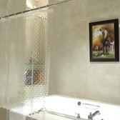 Douchegordijnen 3D Rhombus douchegordijn transparant 100% EVA-materiaal waterdicht anti-schimmel, 120 x 200 cm met 8 ringen badgordijn voor badkamer, dikte 0,15 mm