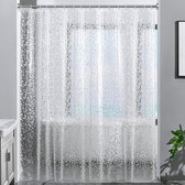 Rideaux de douche de douche rideau de douche motif pierre 3D transparent matière 100% EVA étanche anti-moisissure, 240 x 200 cm avec 16 anneaux rideau de bain pour salle de bain, épaisseur 0 mm