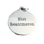 2 Love it Ne pas réanimer - Pendentif - Médaille - Rond - Acier inoxydable - 2 cm de diamètre - Couleur argent