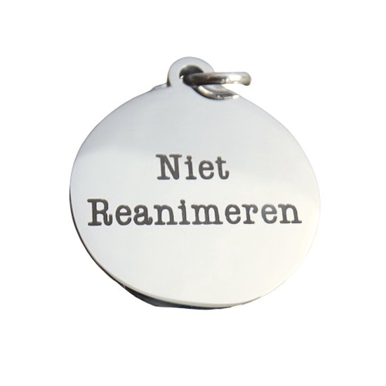 2 Love it Niet Reanimeren - Hanger - Penning - Rond - Stainless steel - 2 cm diameter - Zilverkleurig