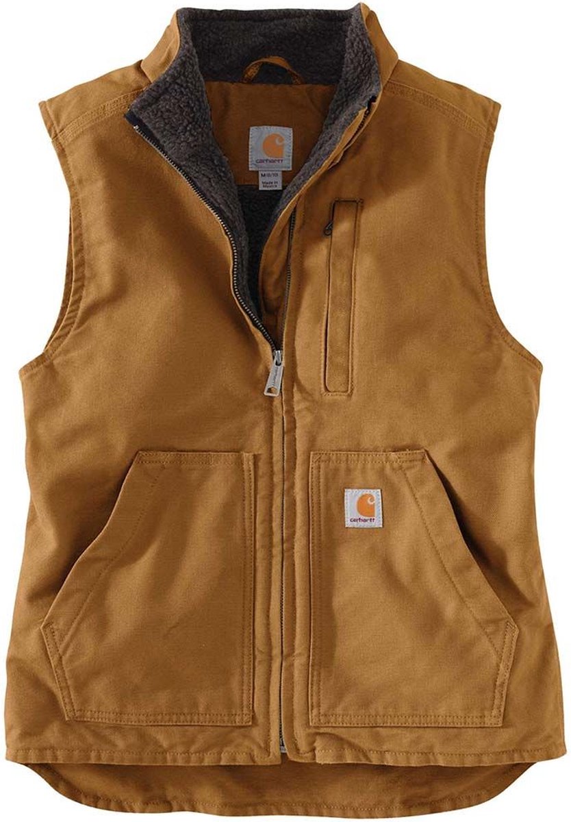 Carhartt Women’s Washed Duck Sherpa Lined Mock Neck Vest - Carhartt Brown - maat XS