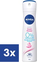 Nivea Fresh Flower Deo Spray - 3 x 150 ml