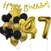 Snoes Ballonnen 47 Jaar Feestpakket – Versiering – Verjaardag Set Goldie Cijferballon 47 Jaar -Heliumballon