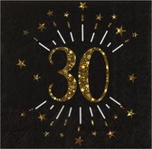 Serviettes de fête d'anniversaire Santex âge - 10x - 30 ans - or - 33 x 33 cm