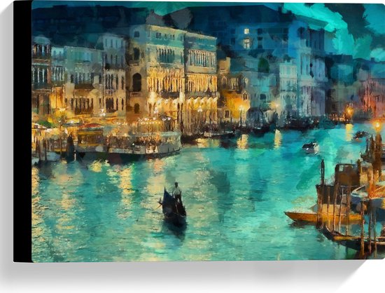 Canvas - Schilderij van Gondel over de Wateren van Venetië - 40x30 cm Foto op Canvas Schilderij (Wanddecoratie op Canvas)