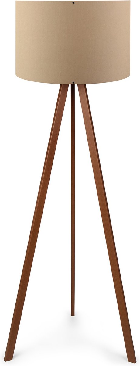 Verlichting - Vloerlamp Louise in Beige en Bruin - Gemaakt van MDF en PVC-Stof - Afmetingen 38x38x140cm