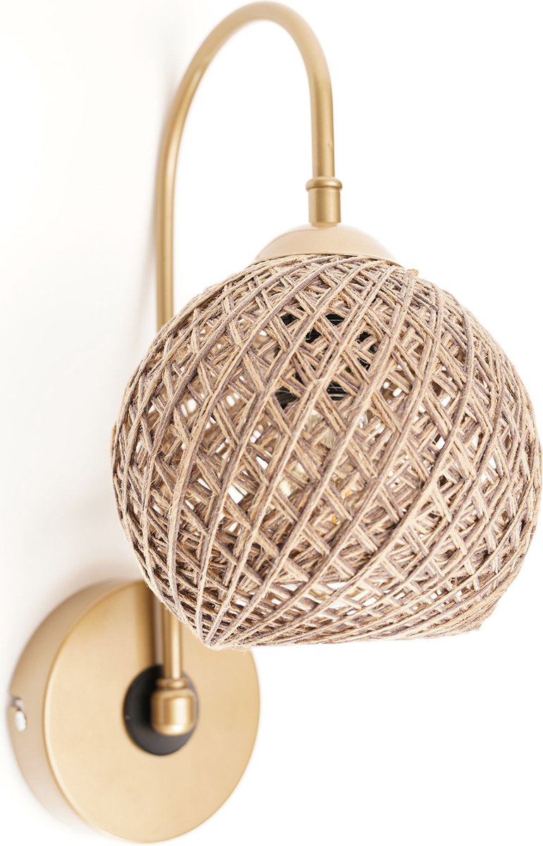 Verlichting - Wandlamp Luana in Bruin Metaal - Afmetingen 25x25x25cm - Stijlvolle Verlichting voor Elk Interieur