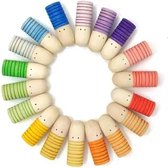 Figurines en bois - Robots - Brots - Couleurs pastel et couleurs arc-en-ciel - 18 pièces - speelgoed à extrémité ouverte - speelgoed Éducatif montessori - Style Grapat et Grimms