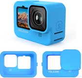 Telesin Kit Anti-Shock Soft Silicone Case + Lens Cap + Handgreep Polsband Geschikt geschikt voor GoPro 9 / 10 / 11 - Blauw