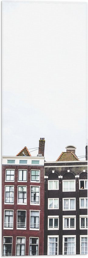Vlag - Rijen Grachtenpanden in Verschillende Tinten Bruin - 20x60 cm Foto op Polyester Vlag