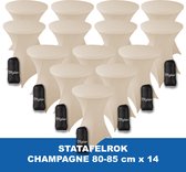 Statafelrok Champagne x 14 – ∅ 80-85 x 110 cm - Statafelhoes met Draagtas - Luxe Extra Dikke Stretch Sta Tafelrok voor Statafel – Kras- en Kreukvrije Hoes