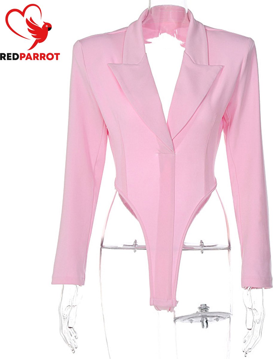 Erotische backless blazer Pink - Lange mouwen - Sexy jumpsuit - Uitdagende kleding vrouwen - roze - XS tot en met L - Goede kwaliteit