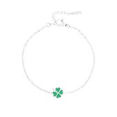 OOZOO Jewellery - Zilverkleurig/groene armband met een klaver - SB-1036