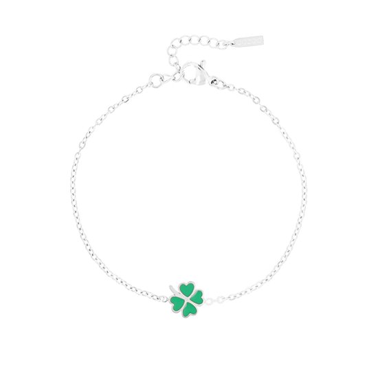 OOZOO Jewellery - Bracelet argent/vert avec un trèfle - SB-1036