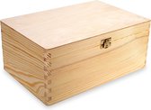 Houten kist met deksel, houten kist, opbergdoos, decoratie, 30 x 20 x 13,5 cm, houten kist, natuurlijk hout, herinneringsdoos, knutsel- en geschenkdoos
