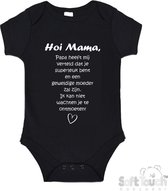 100% katoenen Romper met Tekst "Hoi Mama..." - Zwart/wit - Maat 62/68 Zwangerschap aankondiging - Zwanger - Pregnancy announcement - Baby aankondiging - In verwachting