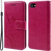 iPhone SE (2022/2020), iPhone 8 / 7 Hoesje - Bloemen & Vlinders Book Case - Roze