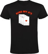 Kiss my ass Heren T-shirt - kaarten - game - casino - poker - kaartspel - spel - feest - kont - verjaardag - humor - grappig