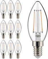 Voordeelverpakking LED Kaarslampjes met kleine E14 fitting - Transparant - Warm wit - 10 lampen